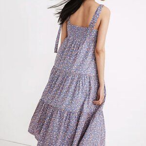 Madewell Tie-Strap Tiered Midi Dress in Summer Vines